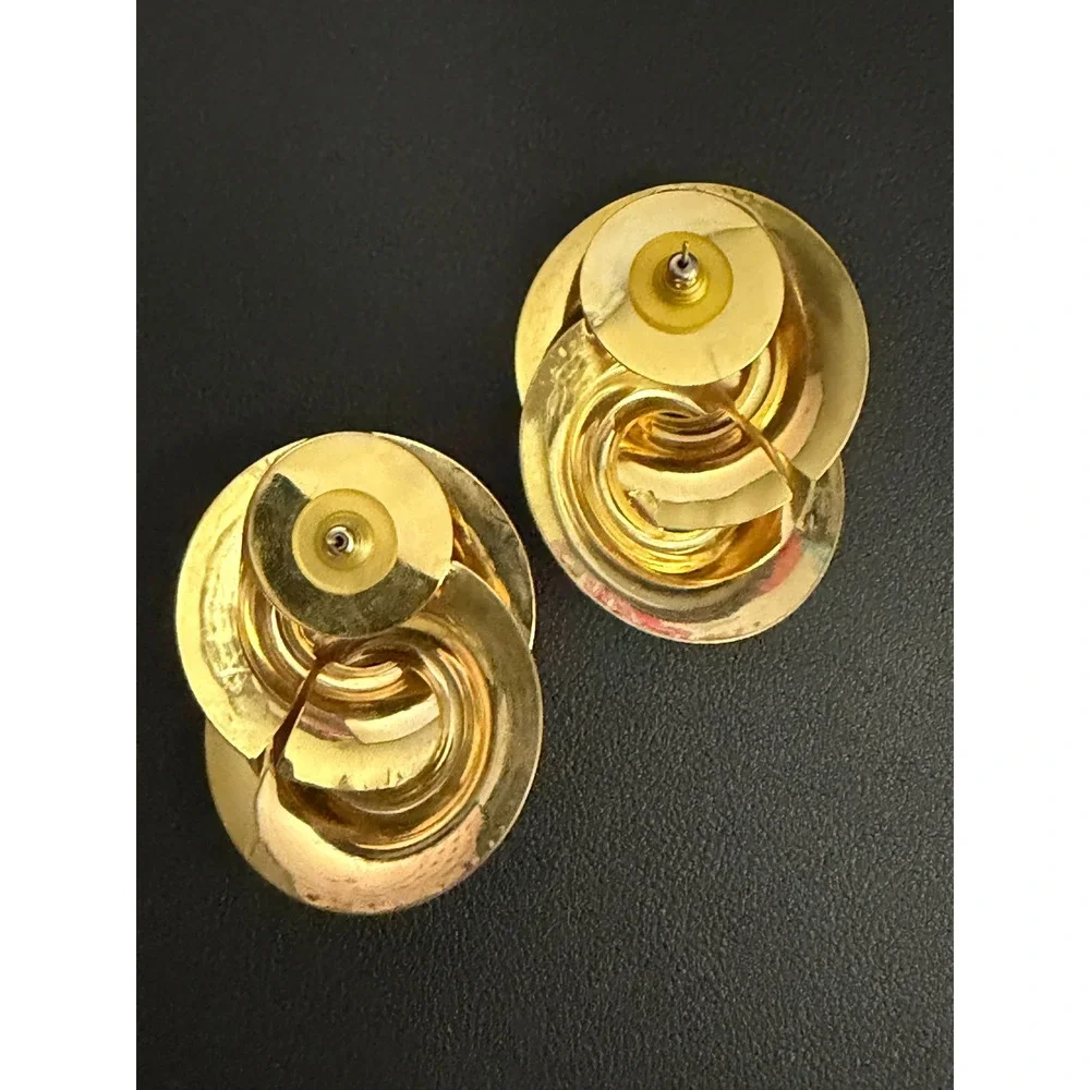 Vintage Earrings 80s Pop Glam Gold Tone